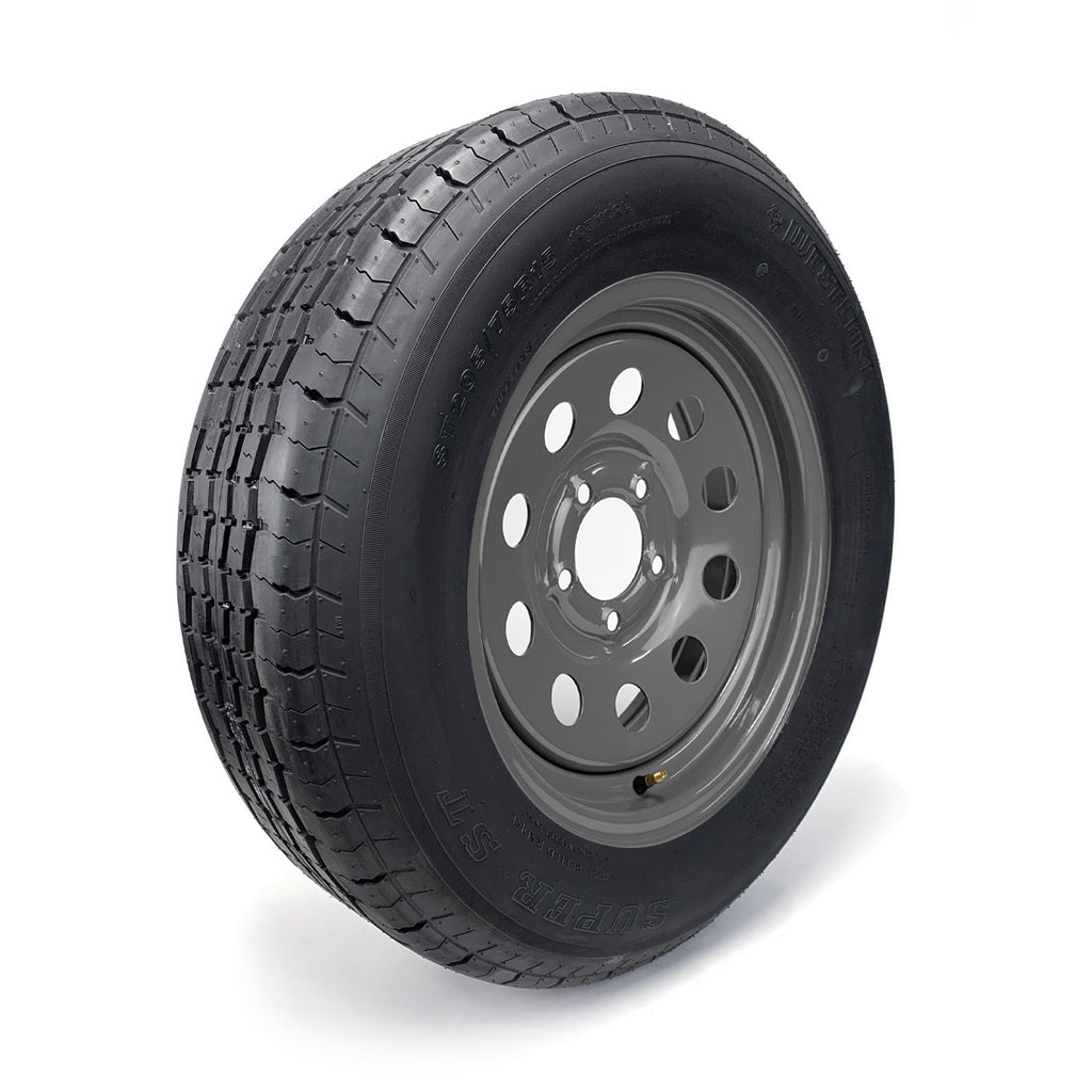 Pneu radial ST205/75R15 8 plis LRD 2150 lbs Westlake et jante 15" 5 trous grise - RecreaShop