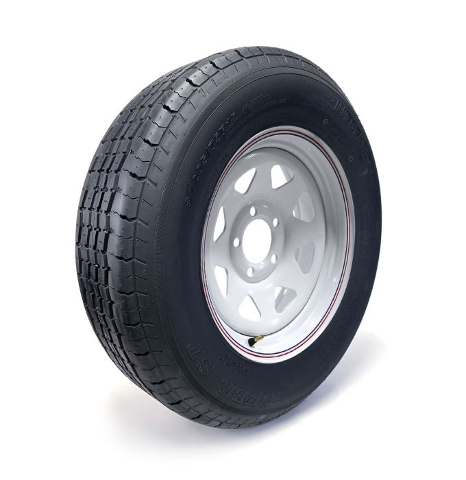 Pneu radial ST205/75R15 8 plis LRD 2150 lbs Westlake et jante 15" 5 trous rally - Récréashop