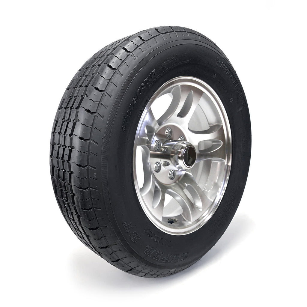 Pneu radial ST205/75R15 8 plis LRD 2150 lbs Westlake et jante 15" 6 trous aluminium modèle-S5 - RecreaShop