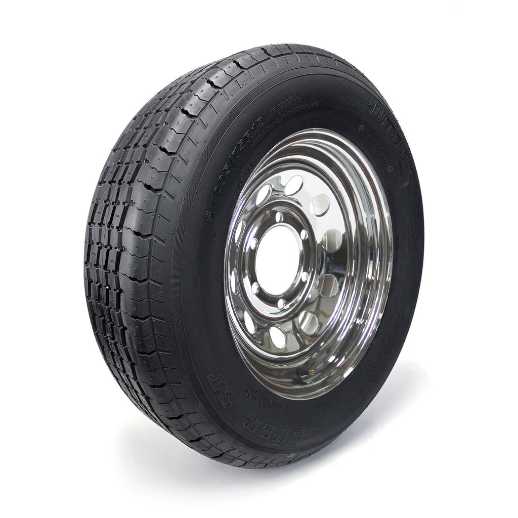Pneu radial ST205/75R15 8 plis LRD 2150 lbs Westlake et jante 15" 6 trous chrome - RecreaShop