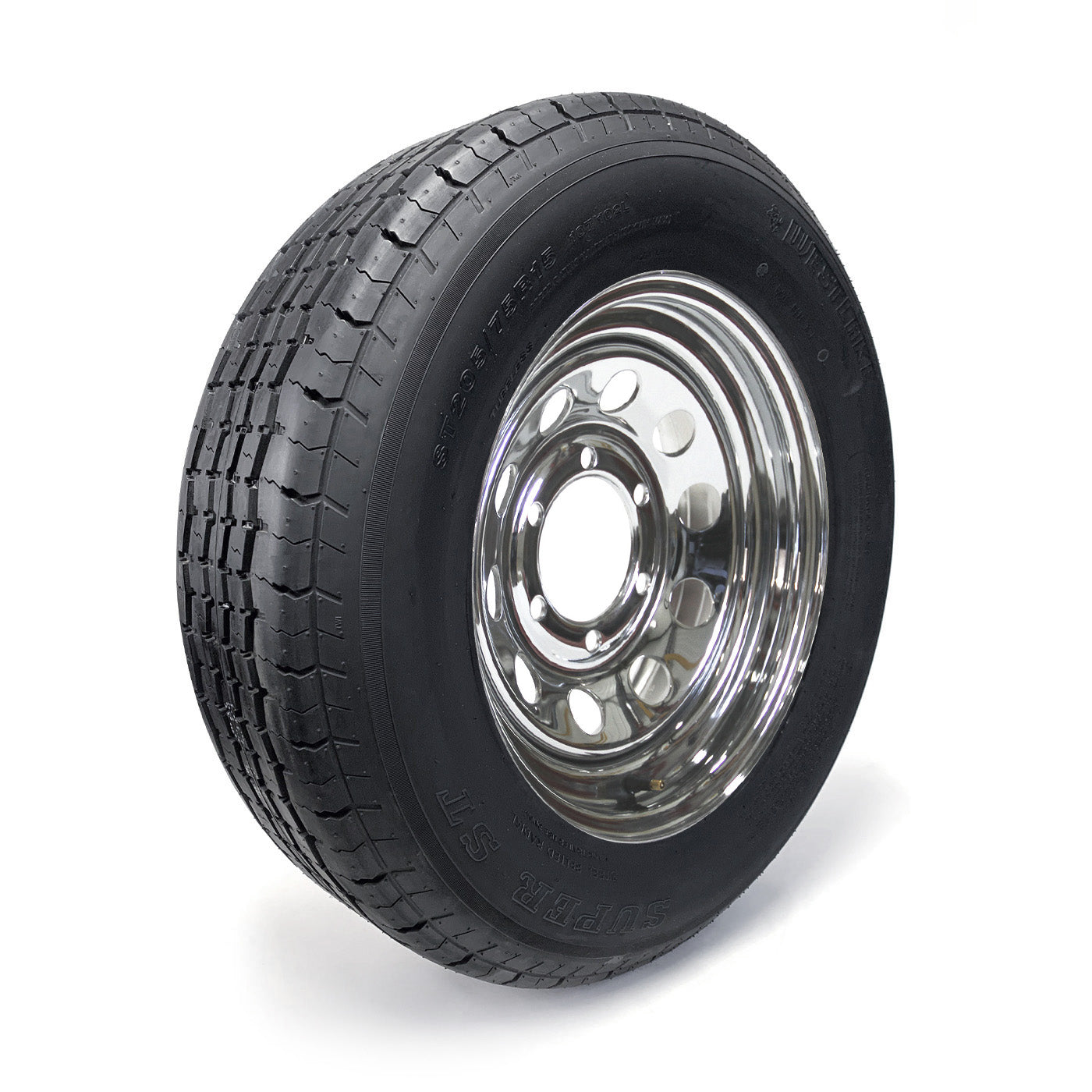 Pneu radial ST205/75R15 8 plis LRD 2150 lbs Westlake et jante 15" 6 trous chrome - RecreaShop