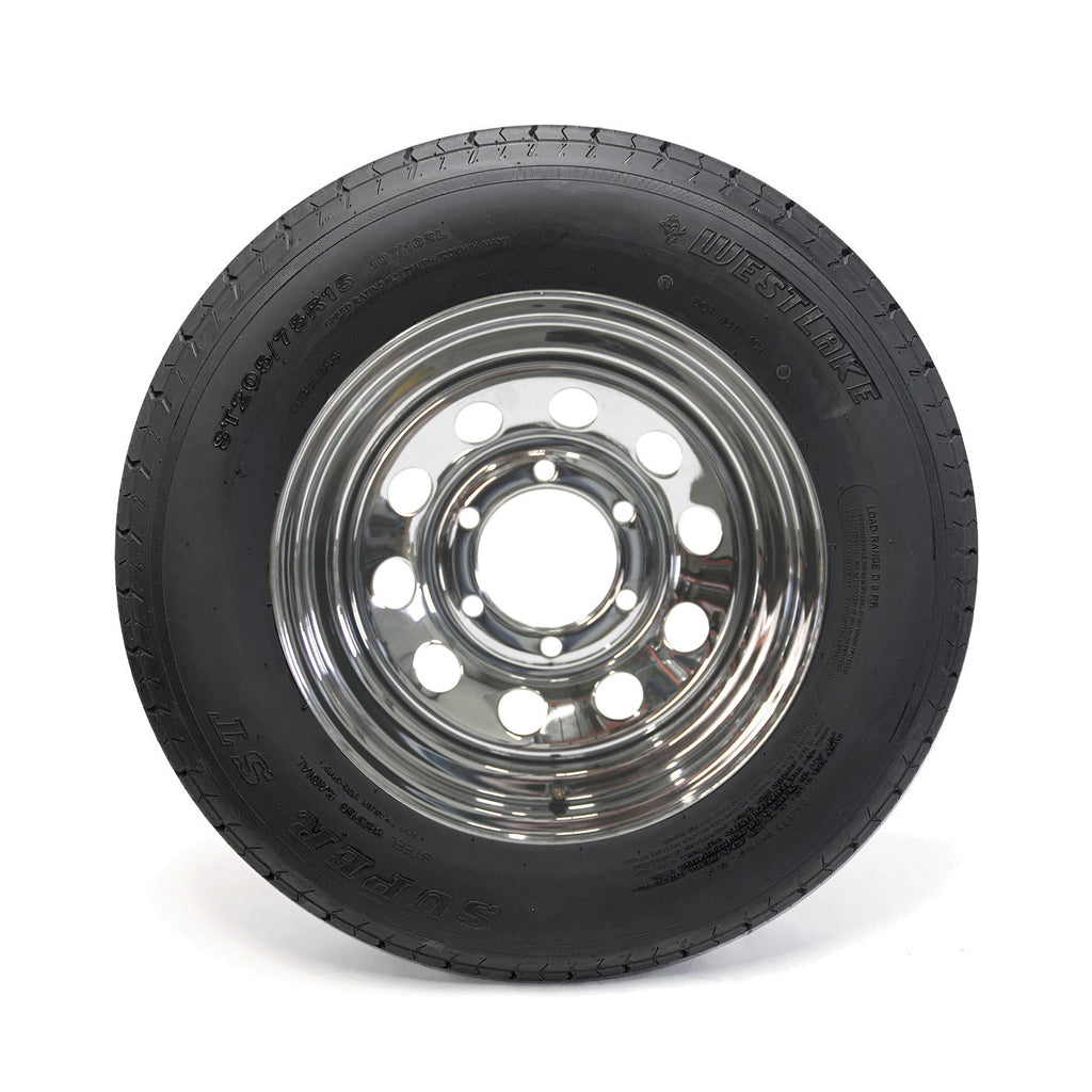 Pneu radial ST205/75R15 8 plis LRD 2150 lbs Westlake et jante 15" 6 trous chrome - RecreaShop