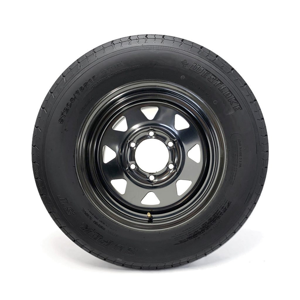 Pneu radial ST205/75R15 8 plis LRD 2150 lbs Westlake et jante 15" 6 trous noire rally - RecreaShop