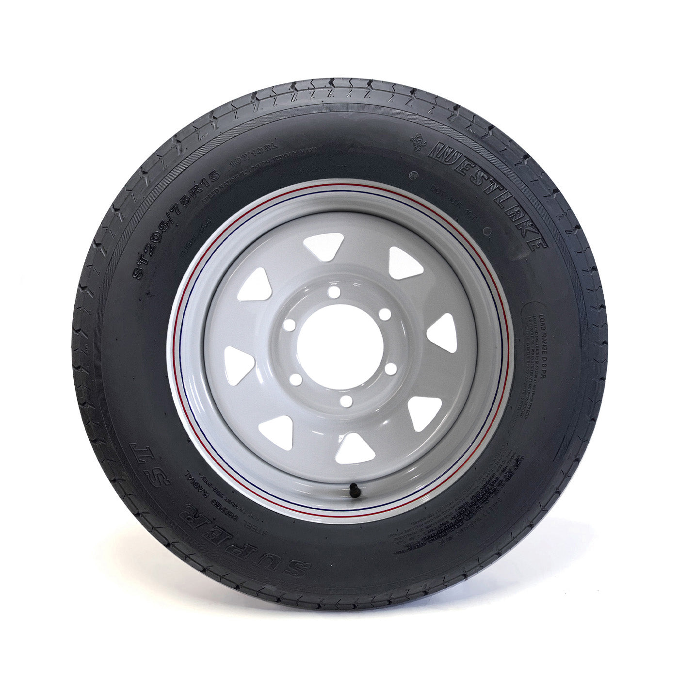 Pneu radial ST205/75R15 8 plis LRD 2150 lbs Westlake et jante 15" 6 trous rally - RecreaShop
