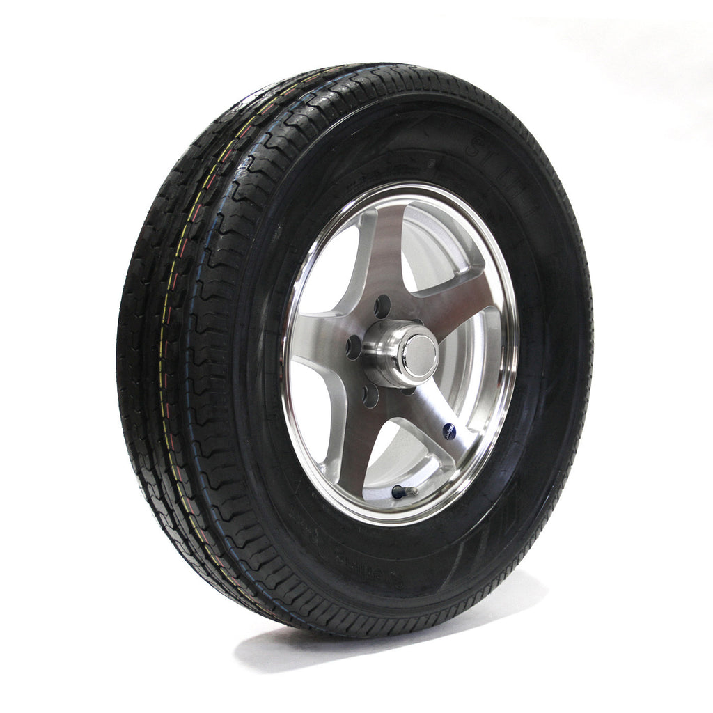 Pneu radial 225/75R15 6 plis LRC 2150 lbs Sterling et jante 15" 5 trous Five Star aluminium - RecreaShop