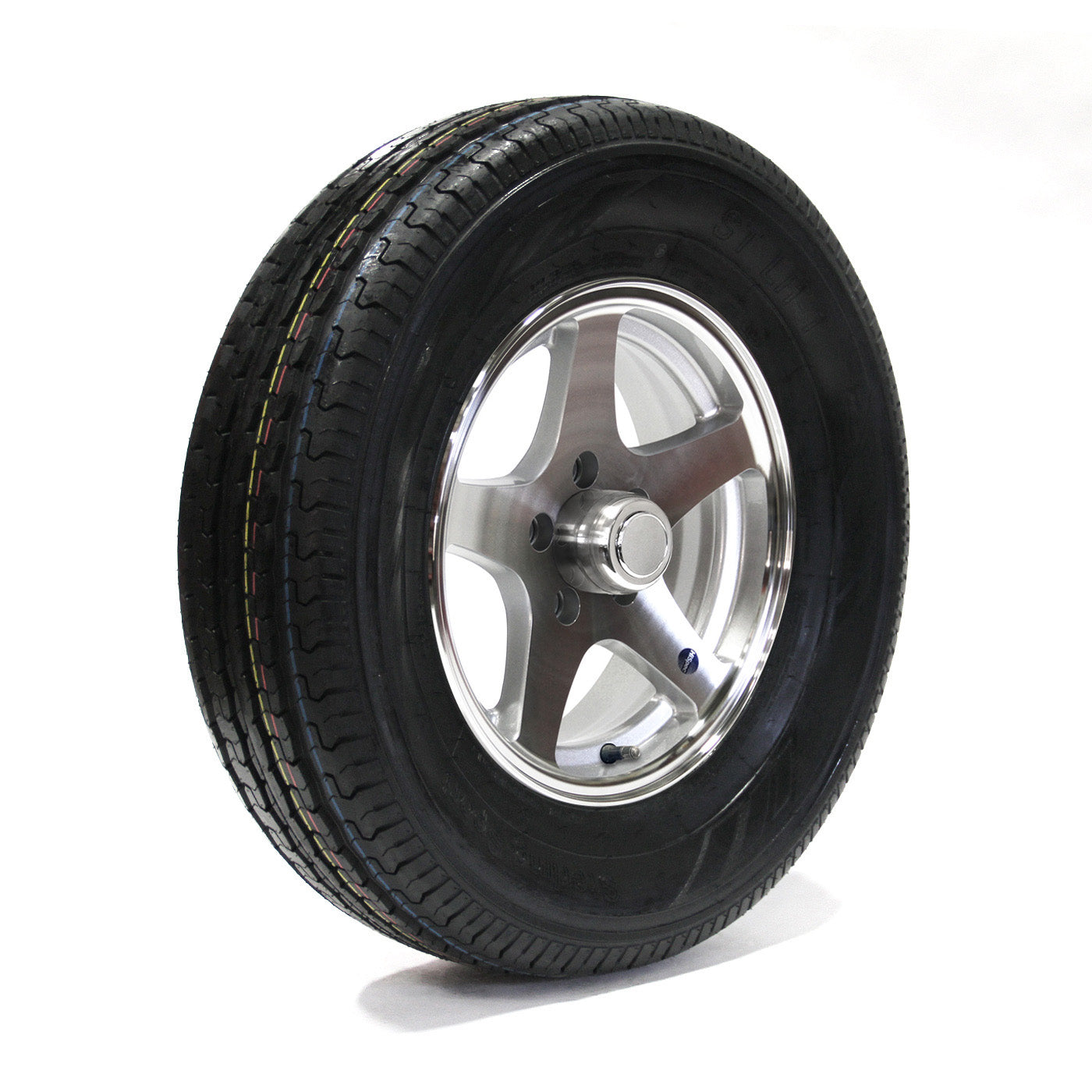 Pneu radial 225/75R15 6 plis LRC 2150 lbs Sterling et jante 15" 5 trous Five Star aluminium - RecreaShop