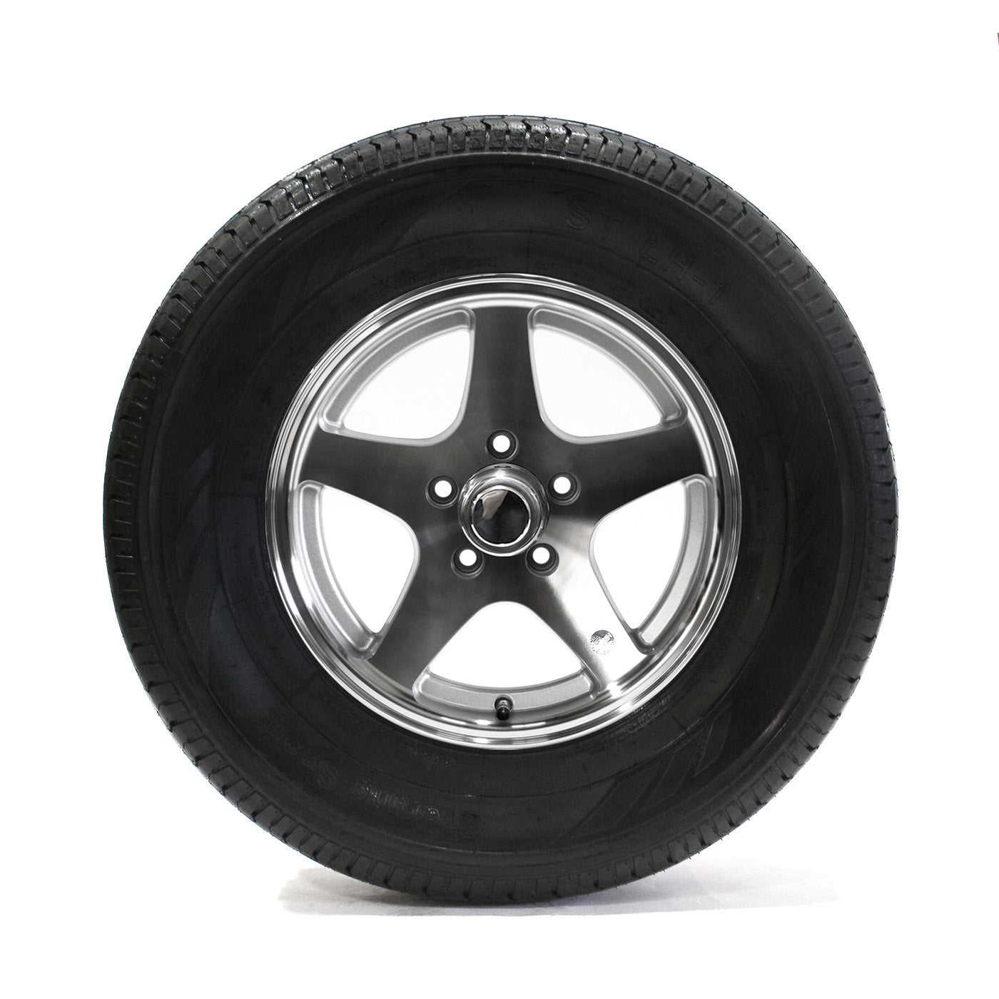 Pneu radial 225/75R15 6 plis LRC 2150 lbs Sterling et jante 15" 5 trous Five Star aluminium - RecreaShop