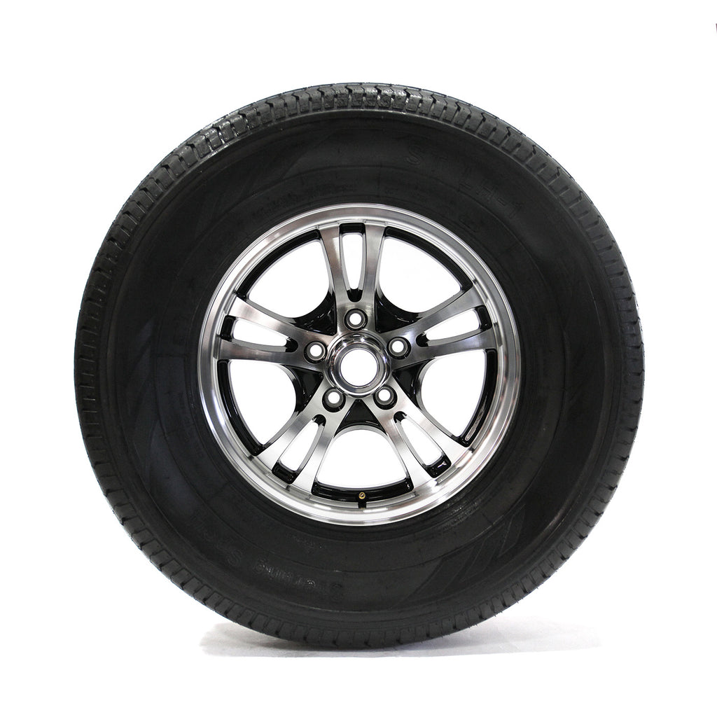 Pneu radial 225/75R15 6 plis LRC 2150 lbs Sterling et jante 15" 5 trous aluminium Jaguar - RecreaShop