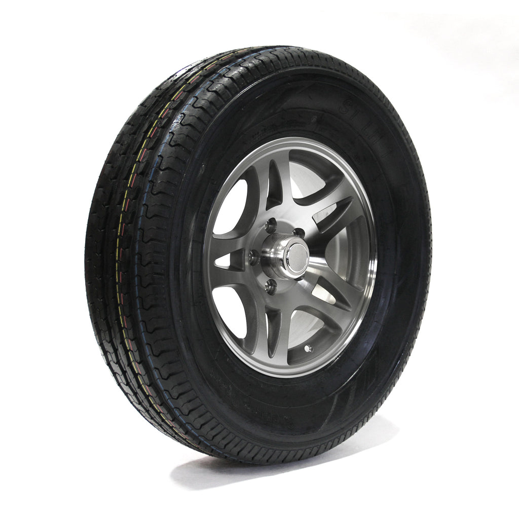 Pneu radial 225/75R15 6 plis LRC 2150 lbs Sterling et jante 15" 5 trous aluminium modèle-S5 - RecreaShop
