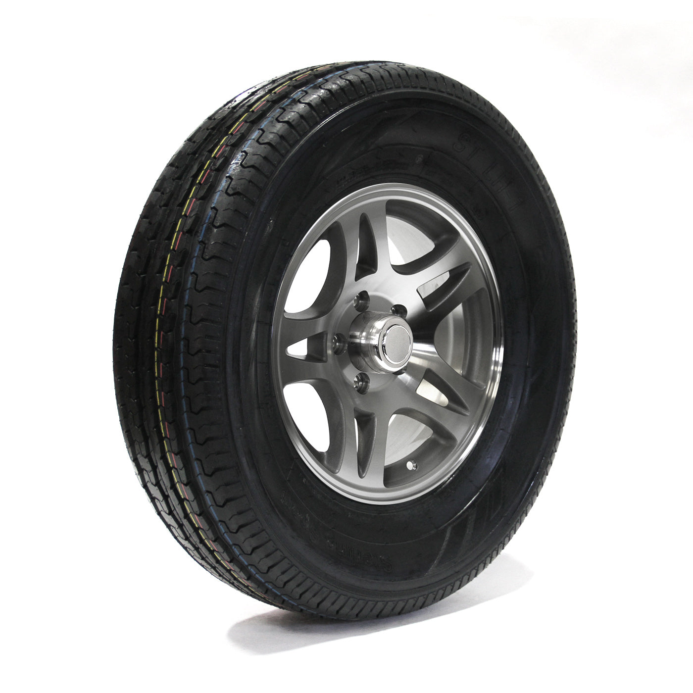 Pneu radial 225/75R15 6 plis LRC 2150 lbs Sterling et jante 15" 5 trous aluminium modèle-S5 - RecreaShop