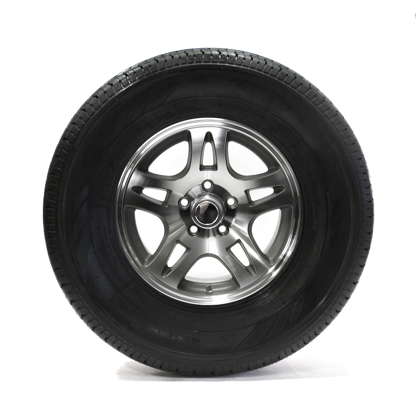 Pneu radial 225/75R15 6 plis LRC 2150 lbs Sterling et jante 15" 5 trous aluminium modèle-S5 - RecreaShop