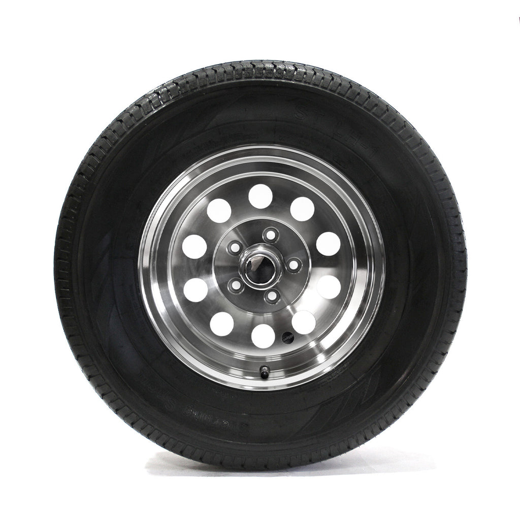 Pneu radial 225/75R15 6 plis LRC 2150 lbs Sterling et jante 15" 5 trous modulaire aluminium - RecreaShop