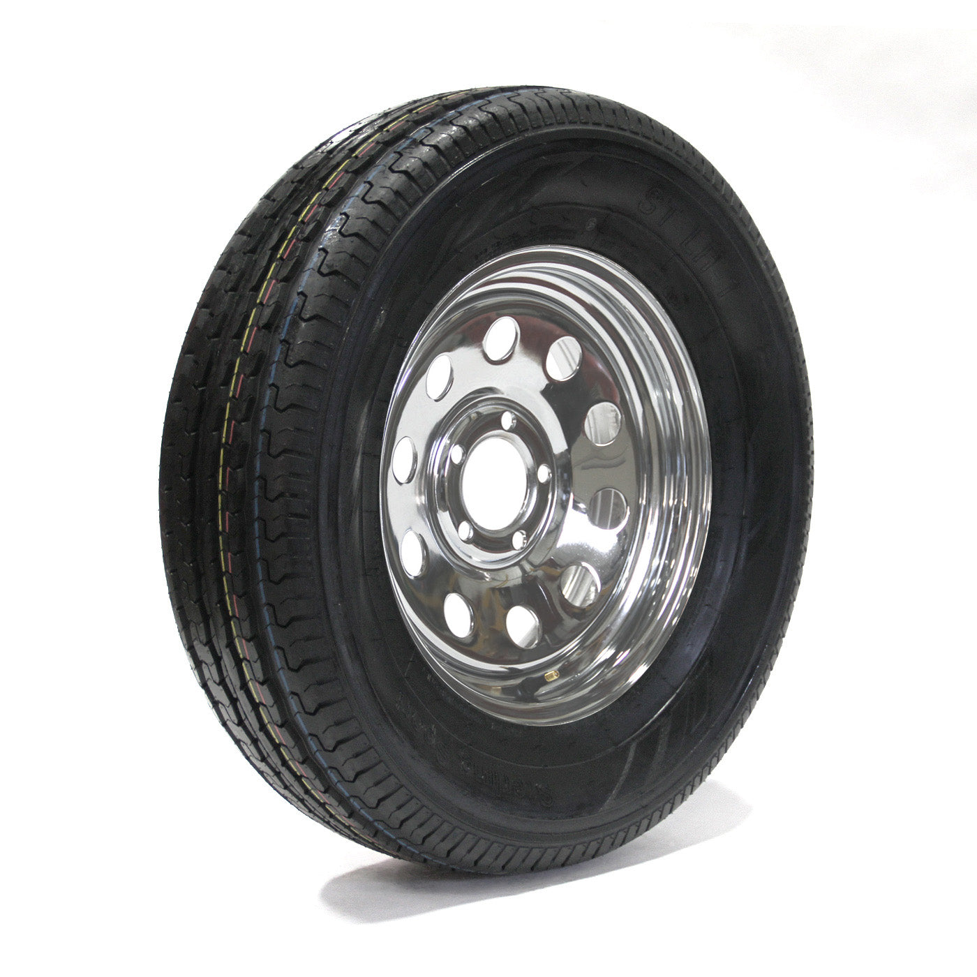 Pneu radial 225/75R15 6 plis LRC 2150 lbs Sterling et jante 15" 5 trous chrome - RecreaShop