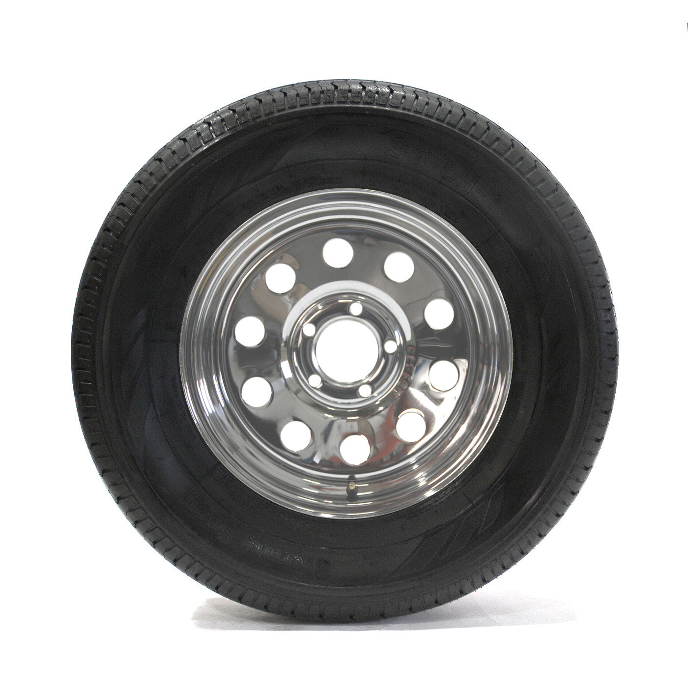 Pneu radial 225/75R15 6 plis LRC 2150 lbs Sterling et jante 15" 5 trous chrome - RecreaShop