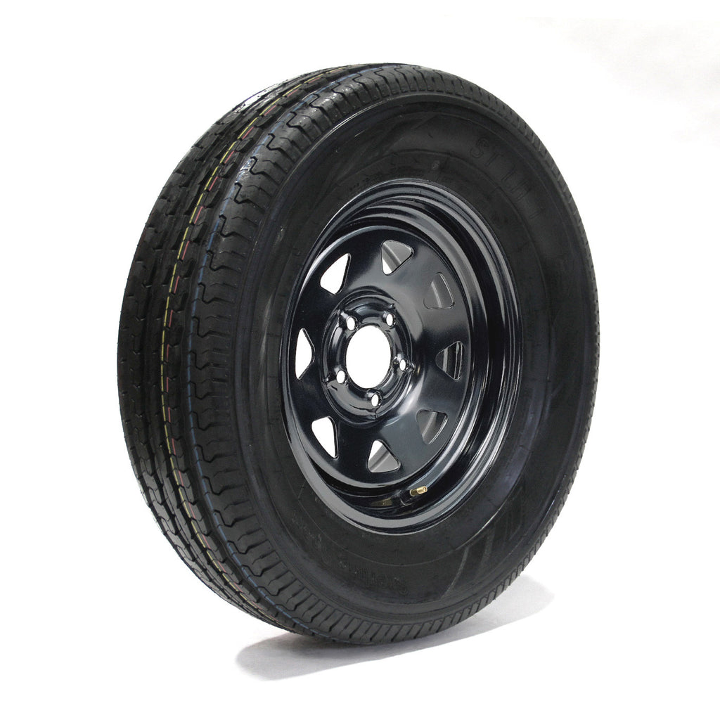 Pneu radial 225/75R15 6 plis LRC 2150 lbs Sterling et jante 15" 5 trous noire rally - RecreaShop