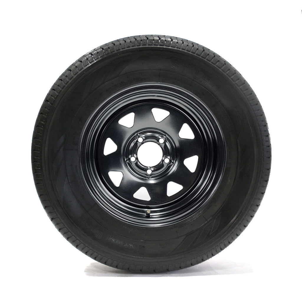 Pneu radial 225/75R15 6 plis LRC 2150 lbs Sterling et jante 15" 5 trous noire rally - RecreaShop