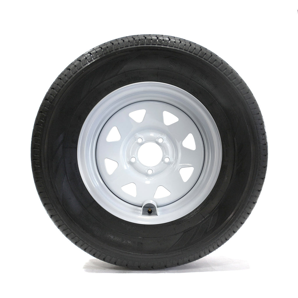 Pneu radial 225/75R15 6 plis LRC 2150 lbs Sterling et jante 15" 5 trous rally et protège-valve - RecreaShop