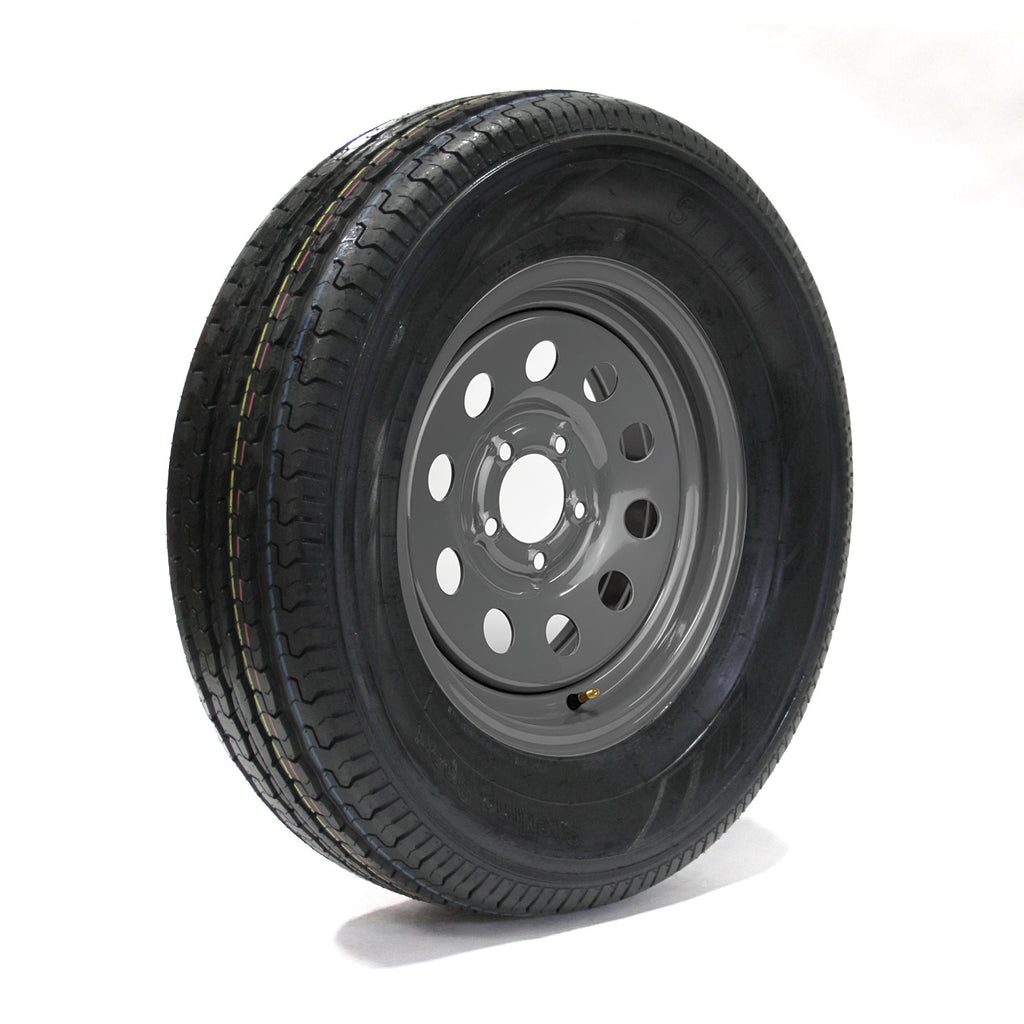 Pneu radial 225/75R15 6 plis LRC 2150 lbs Sterling et jante 15" 5 trous grise - RecreaShop