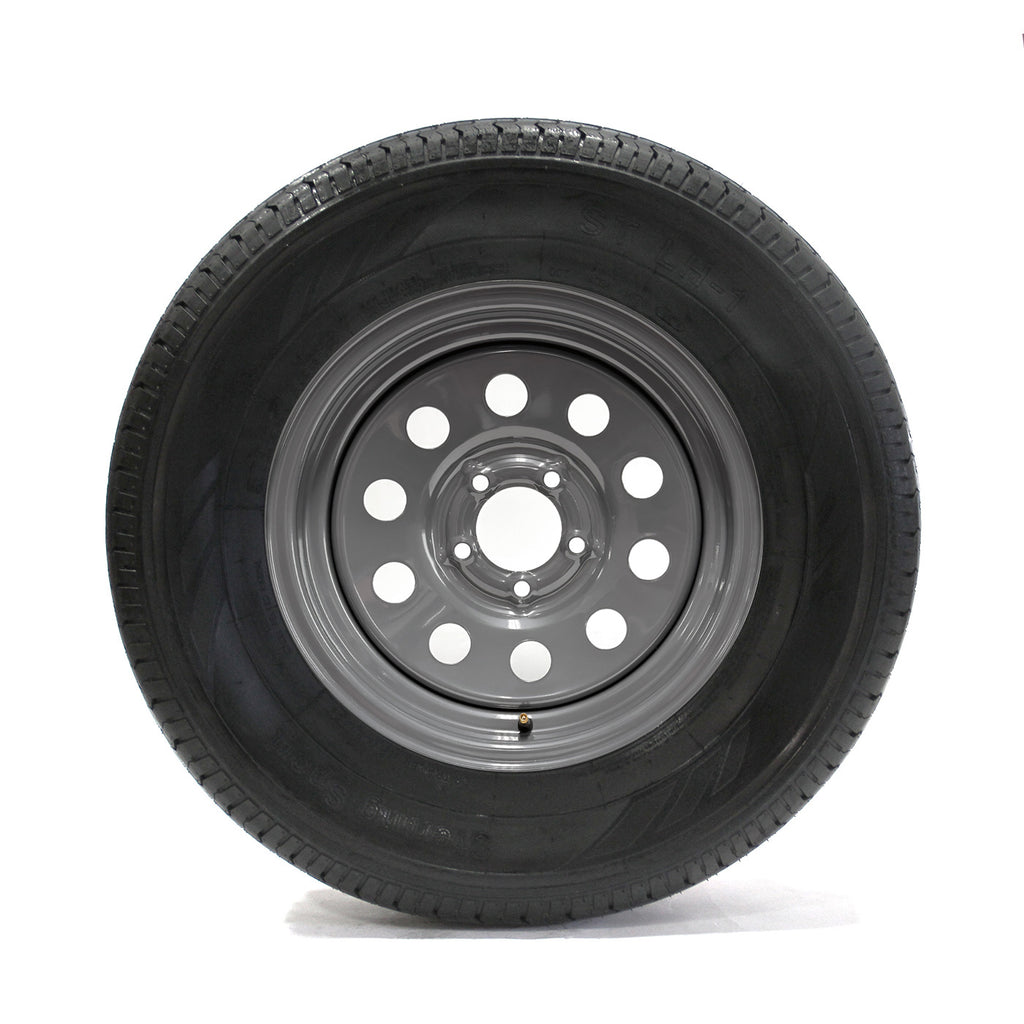 Pneu radial 225/75R15 6 plis LRC 2150 lbs Sterling et jante 15" 5 trous grise - RecreaShop