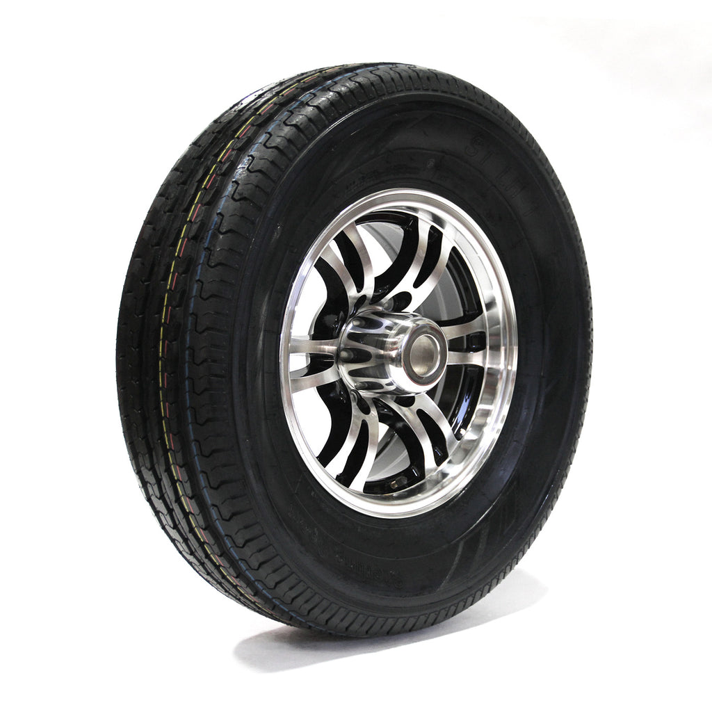 Pneu radial 225/75R15 6 plis LRC 2150 lbs Sterling et jante 15" 6 trous aluminium Jaguar - RecreaShop
