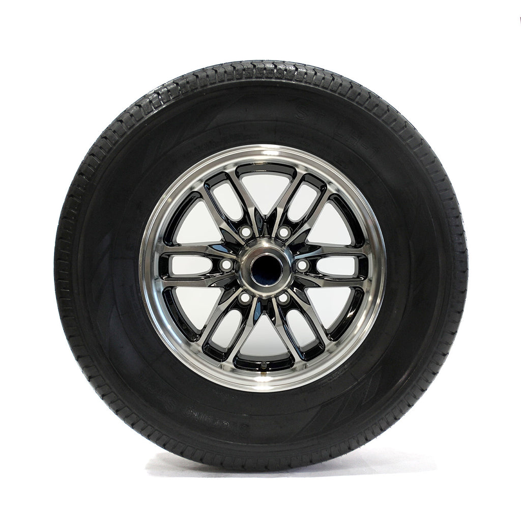 Pneu radial 225/75R15 6 plis LRC 2150 lbs Sterling et jante 15" 6 trous aluminium noir Osprey - RecreaShop
