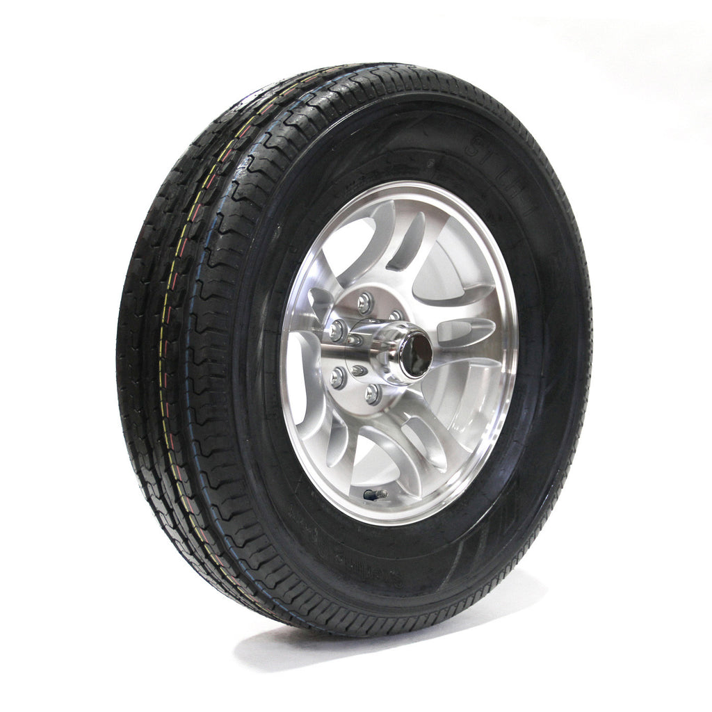 Pneu radial 225/75R15 6 plis LRC 2150 lbs Sterling et jante 15" 6 trous aluminium modèle-S5 - RecreaShop