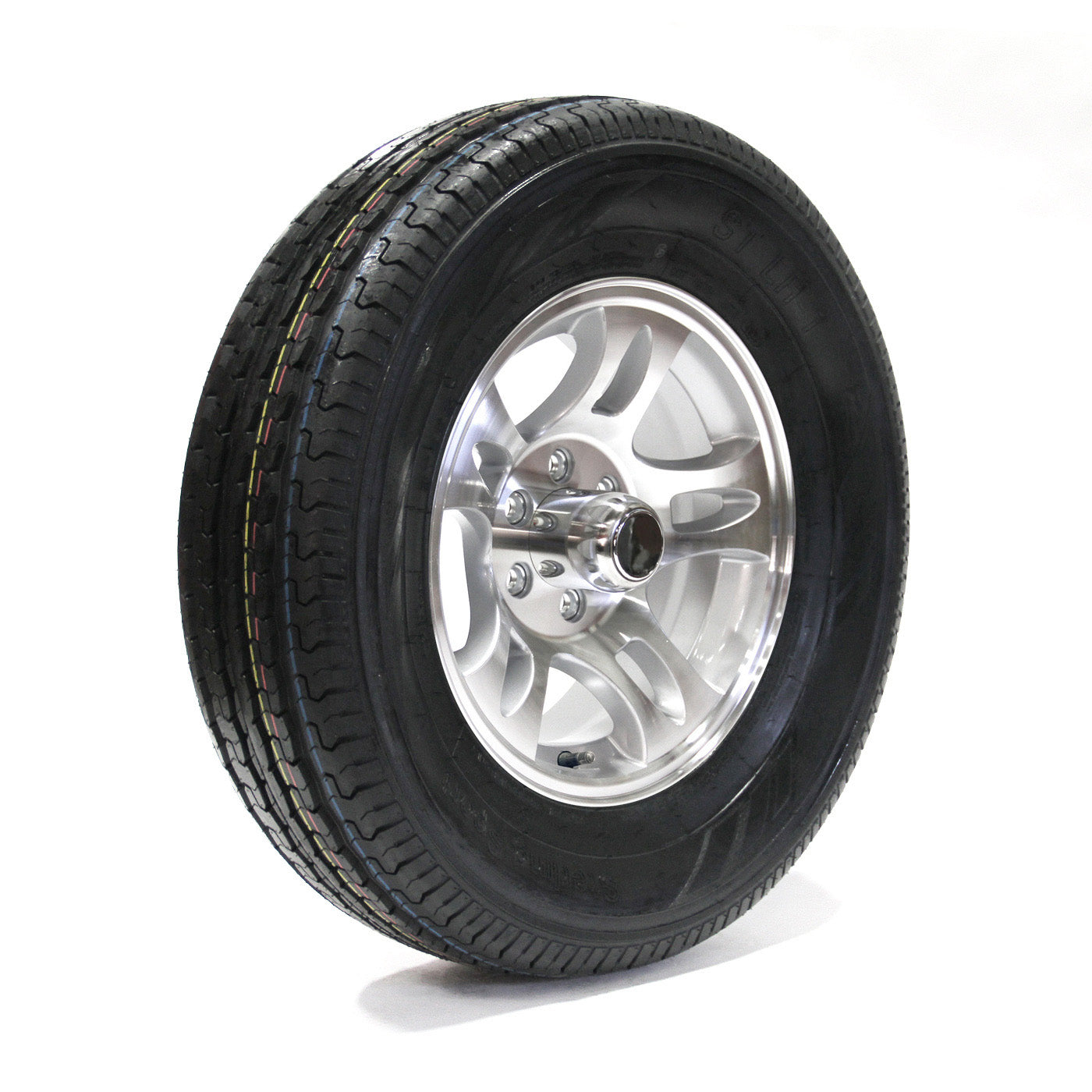 Pneu radial 225/75R15 6 plis LRC 2150 lbs Sterling et jante 15" 6 trous aluminium modèle-S5 - RecreaShop