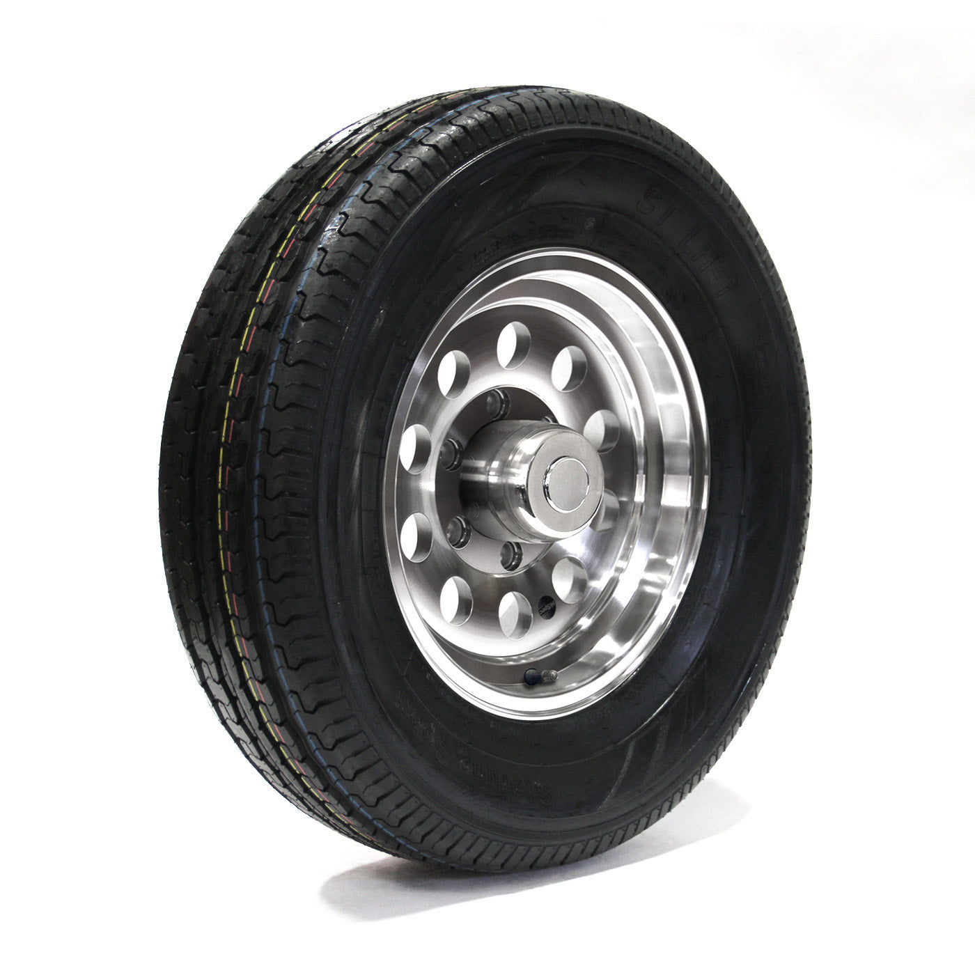 Pneu radial 225/75R15 6 plis LRC 2150 lbs Sterling et jante 15" 6 trous modulaire aluminium - RecreaShop