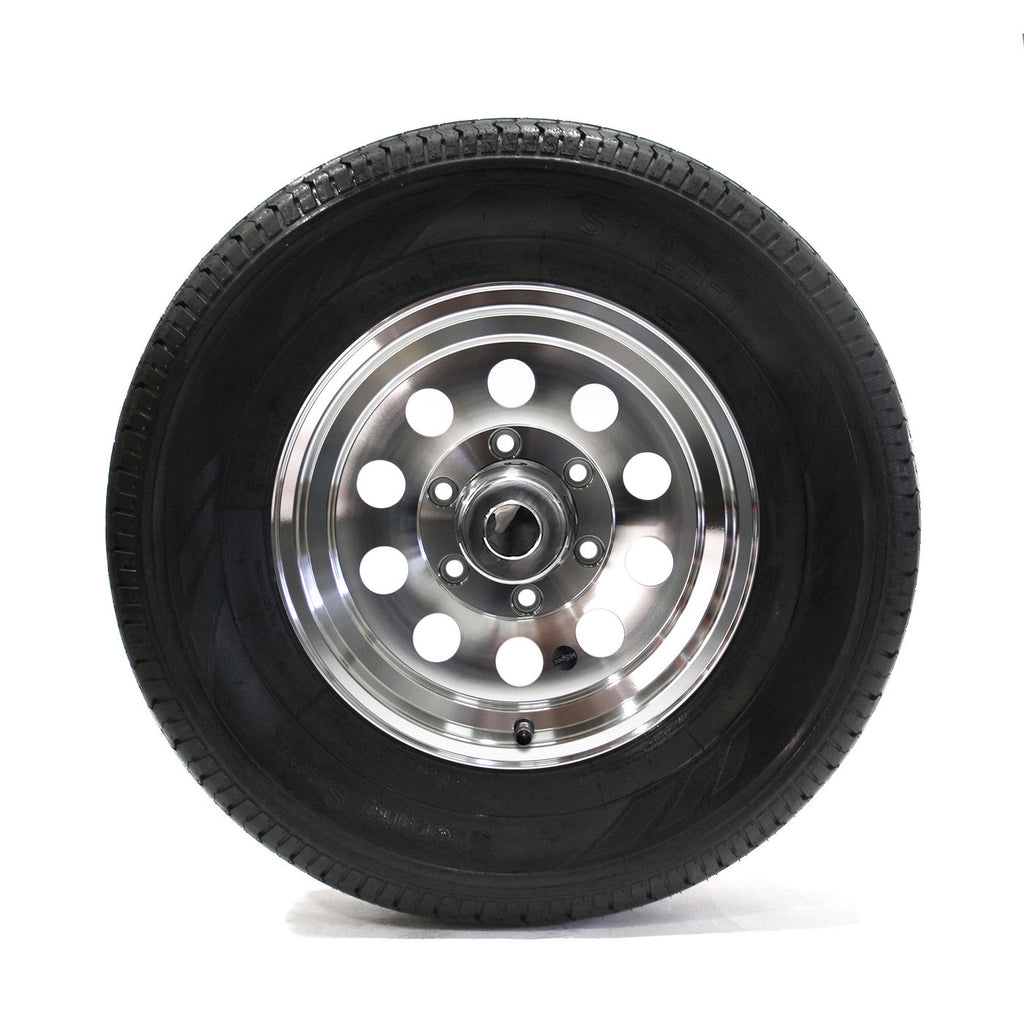 Pneu radial 225/75R15 6 plis LRC 2150 lbs Sterling et jante 15" 6 trous modulaire aluminium - RecreaShop
