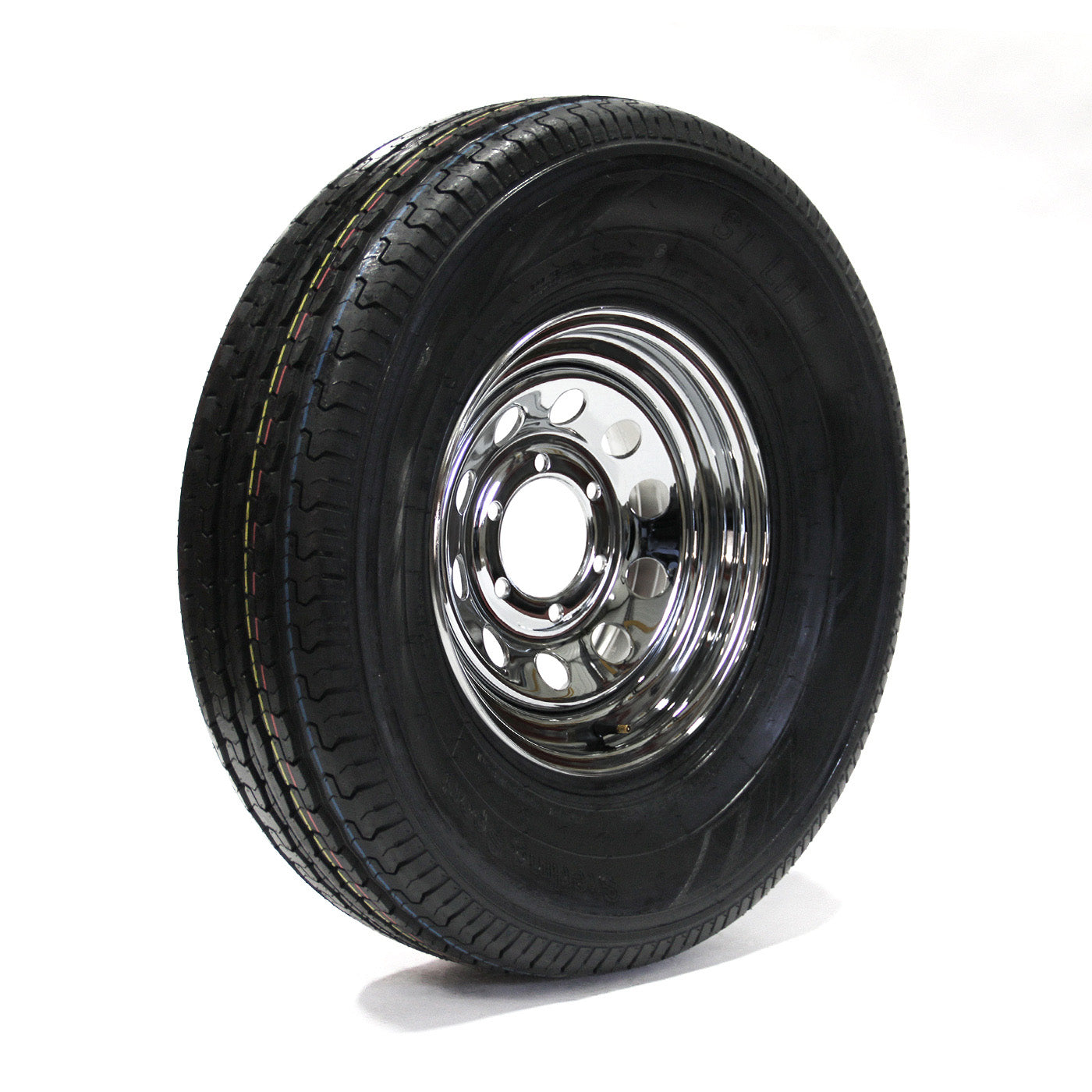 Pneu radial 225/75R15 6 plis LRC 2150 lbs Sterling et jante 15" 6 trous chrome - RecreaShop