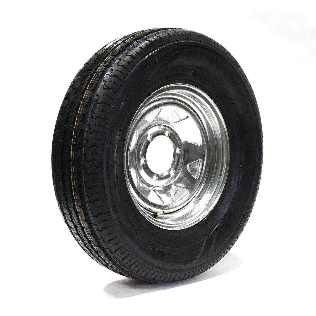 Pneu radial 225/75R15 6 plis LRC 2150 lbs Sterling et jante 15" 6 trous galvanisée - RecreaShop