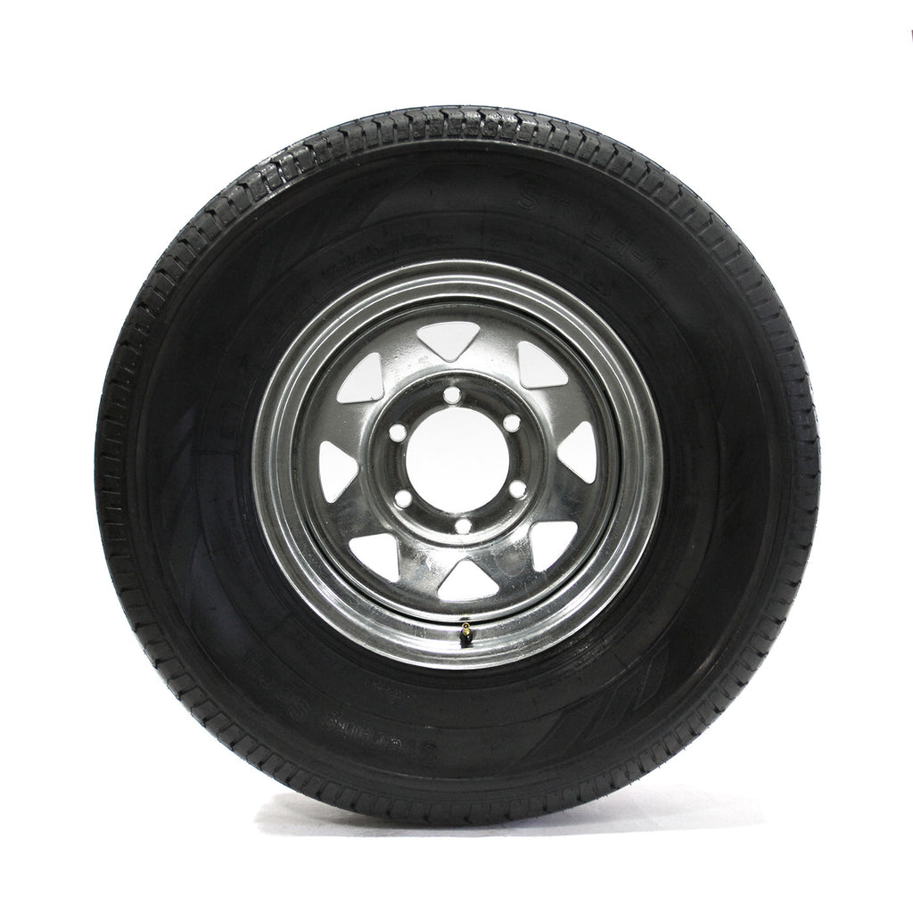 Pneu radial 225/75R15 6 plis LRC 2150 lbs Sterling et jante 15" 6 trous galvanisée - RecreaShop