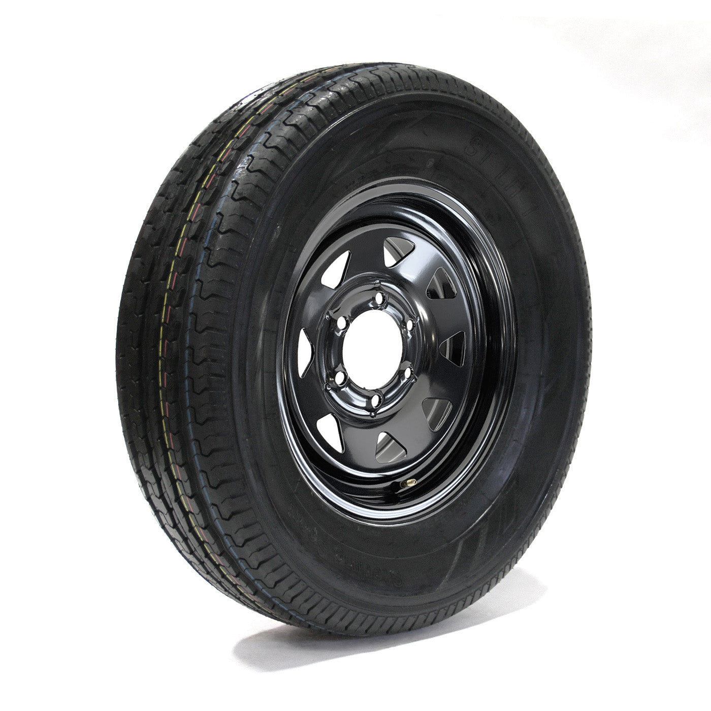 Pneu radial 225/75R15 6 plis LRC 2150 lbs Sterling et jante 15" 6 trous noire rally - RecreaShop