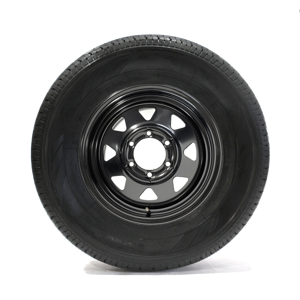 Pneu radial 225/75R15 6 plis LRC 2150 lbs Sterling et jante 15" 6 trous noire rally - RecreaShop