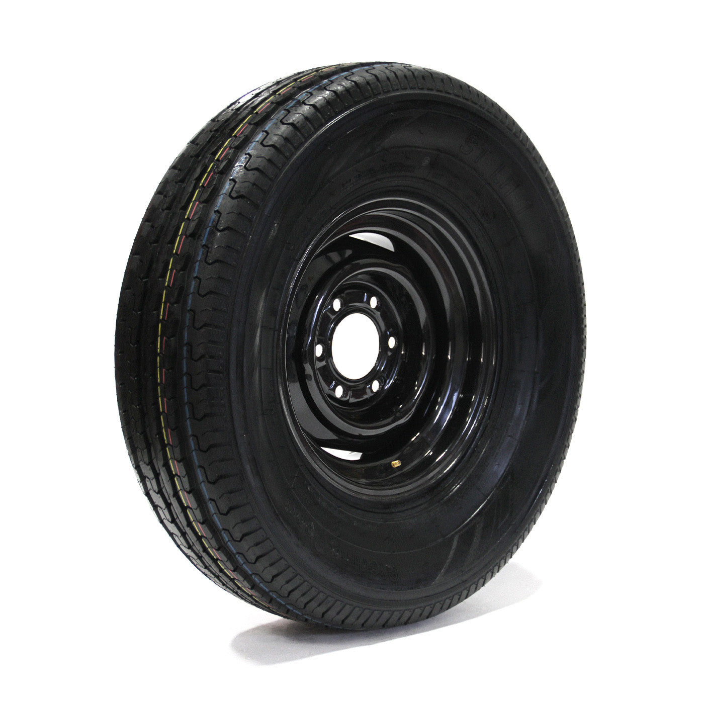 Pneu radial 225/75R15 6 plis LRC 2150 lbs Sterling et jante 15" 6 trous noire - RecreaShop