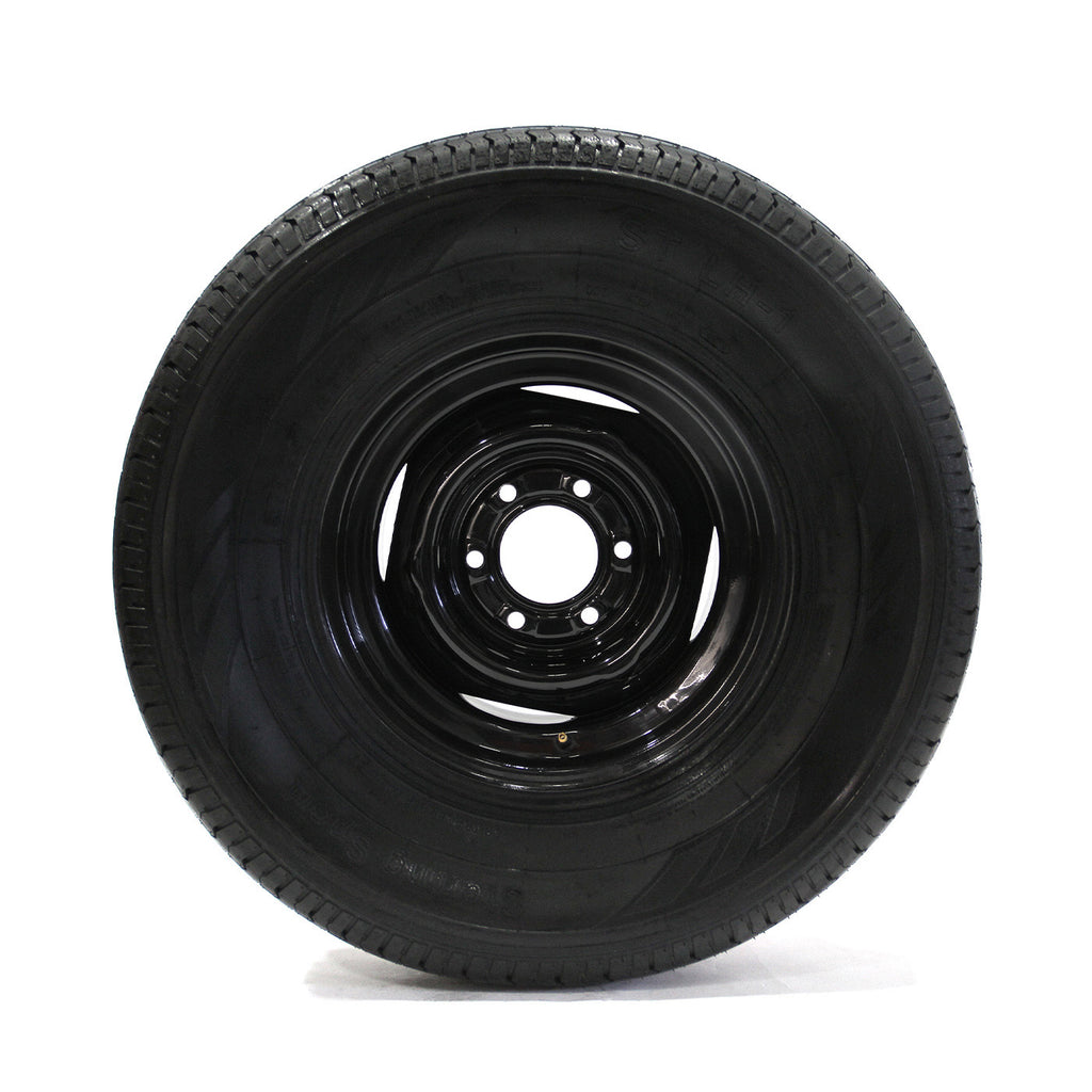 Pneu radial 225/75R15 6 plis LRC 2150 lbs Sterling et jante 15" 6 trous noire - RecreaShop