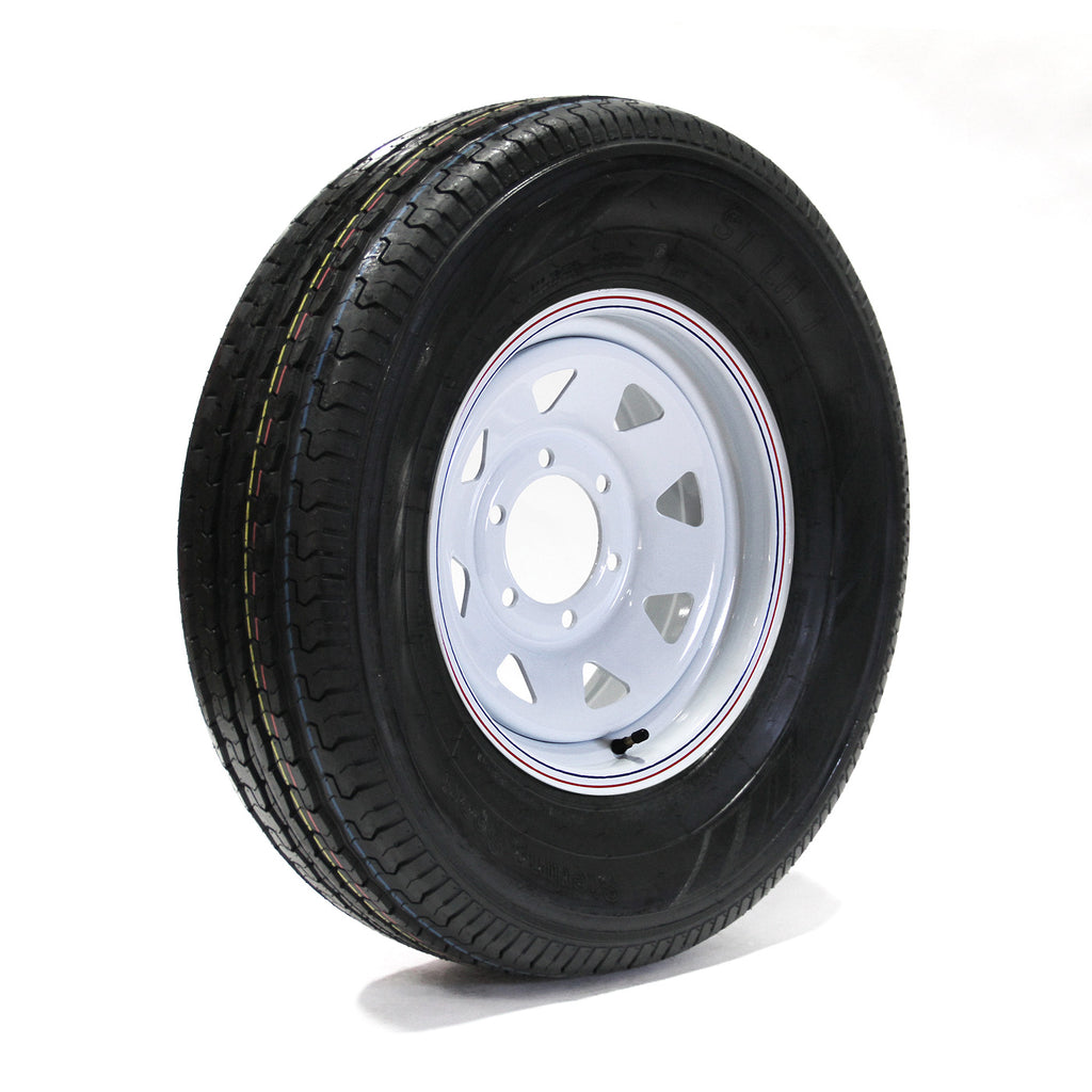 Pneu radial 225/75R15 6 plis LRC 2150 lbs Sterling et jante 15" 6 trous rally - RecreaShop