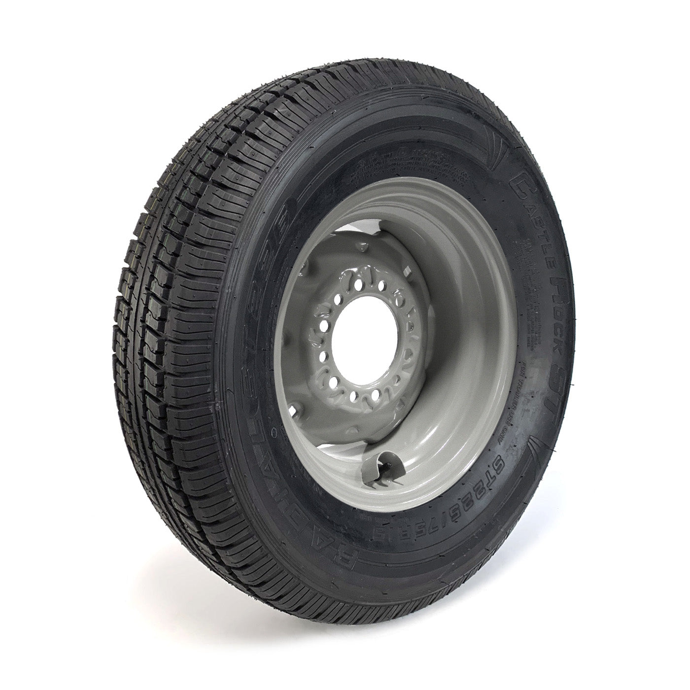 Pneu radial 225/75R15 8 plis LRD 2540 lbs Castle Rock et jante 15" 6 trous grise - RecreaShop