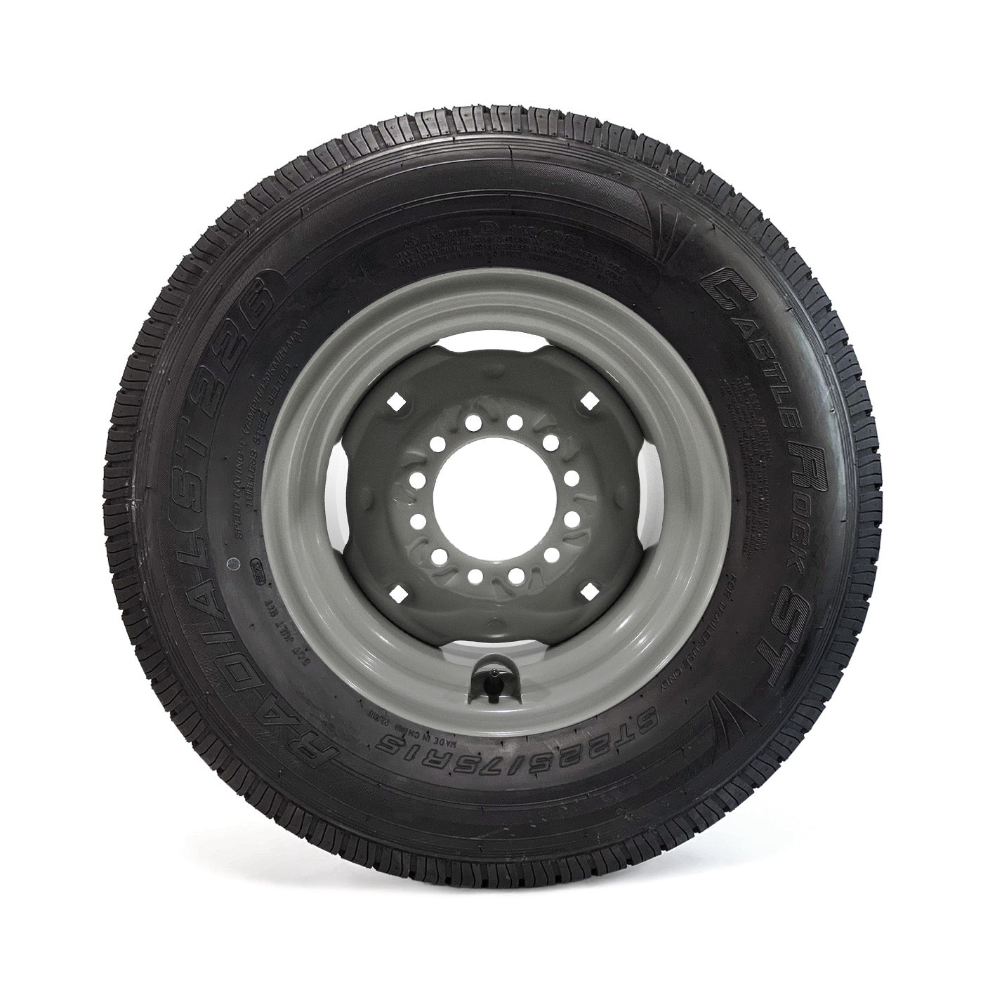 Pneu radial 225/75R15 8 plis LRD 2540 lbs Castle Rock et jante 15" 6 trous grise - RecreaShop