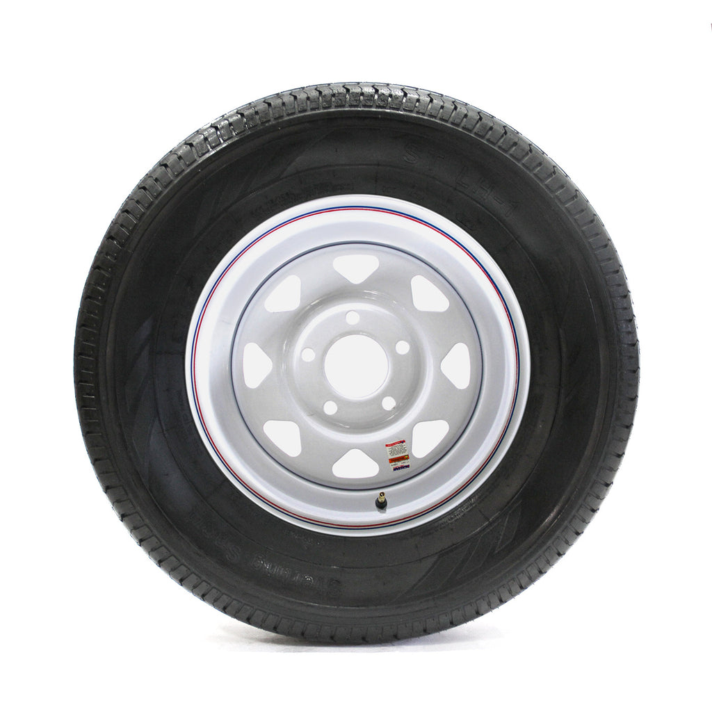 Pneu radial 225/75R15 8 plis LRD 2540 lbs Castle Rock et jante 15" 5 trous rally B.C. 5" - RecreaShop