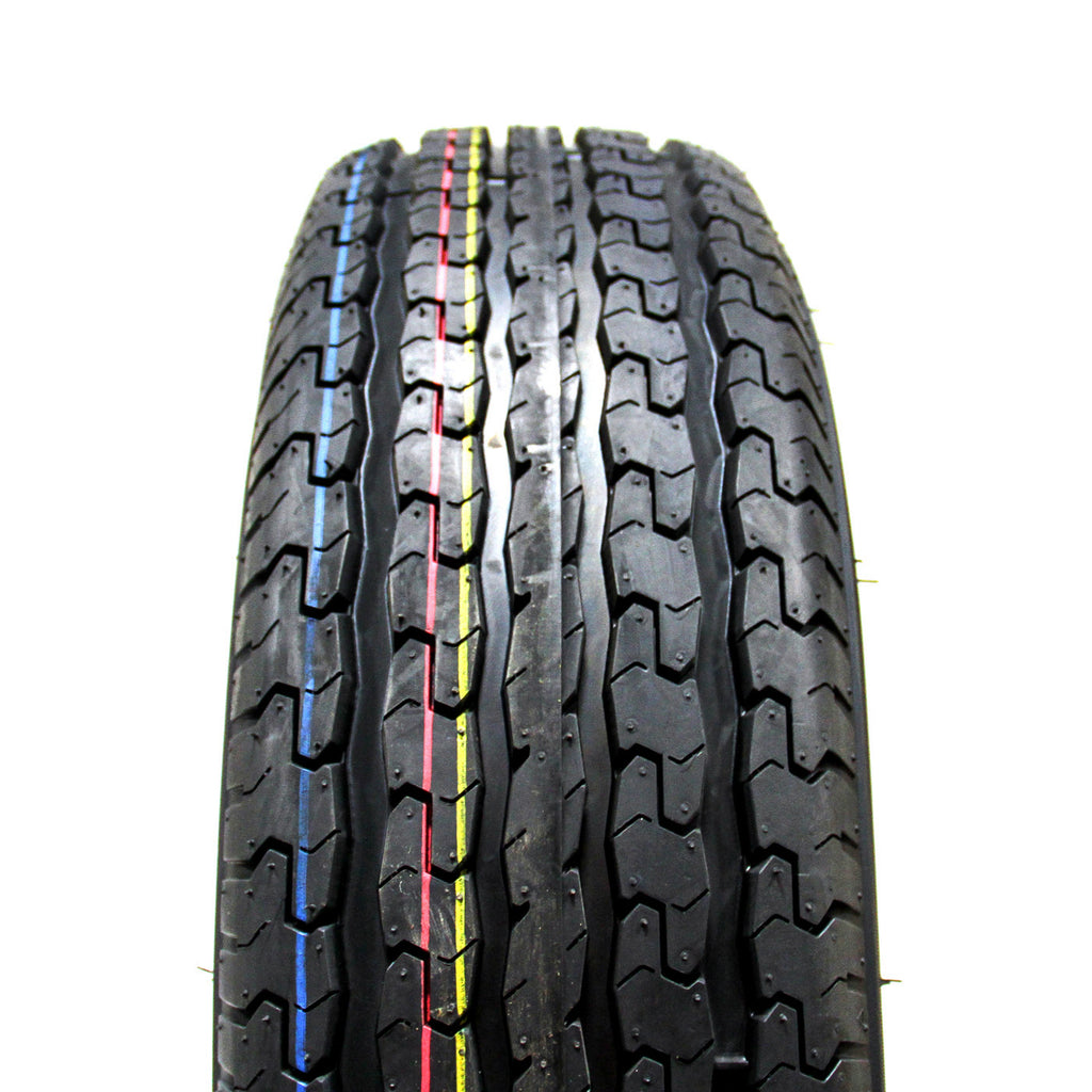 Pneu radial 225/75R15 8 plis LRD 2540 lbs Castle Rock et jante 15" 5 trous rally B.C. 5" - RecreaShop