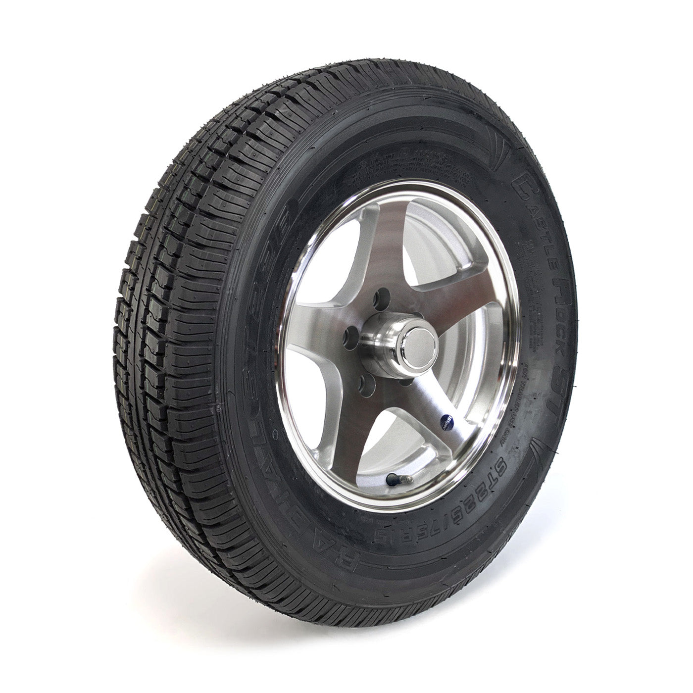 Pneu radial 225/75R15 8 plis LRD 2540 lbs Castle Rock et jante 15" 5 trous Five Star aluminium - RecreaShop