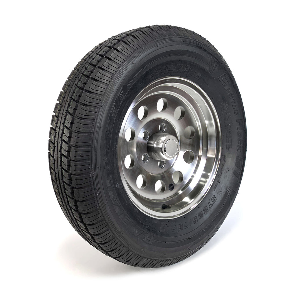Pneu radial 225/75R15 8 plis LRD 2540 lbs Castle Rock et jante 15" 5 trous modulaire aluminium - RecreaShop