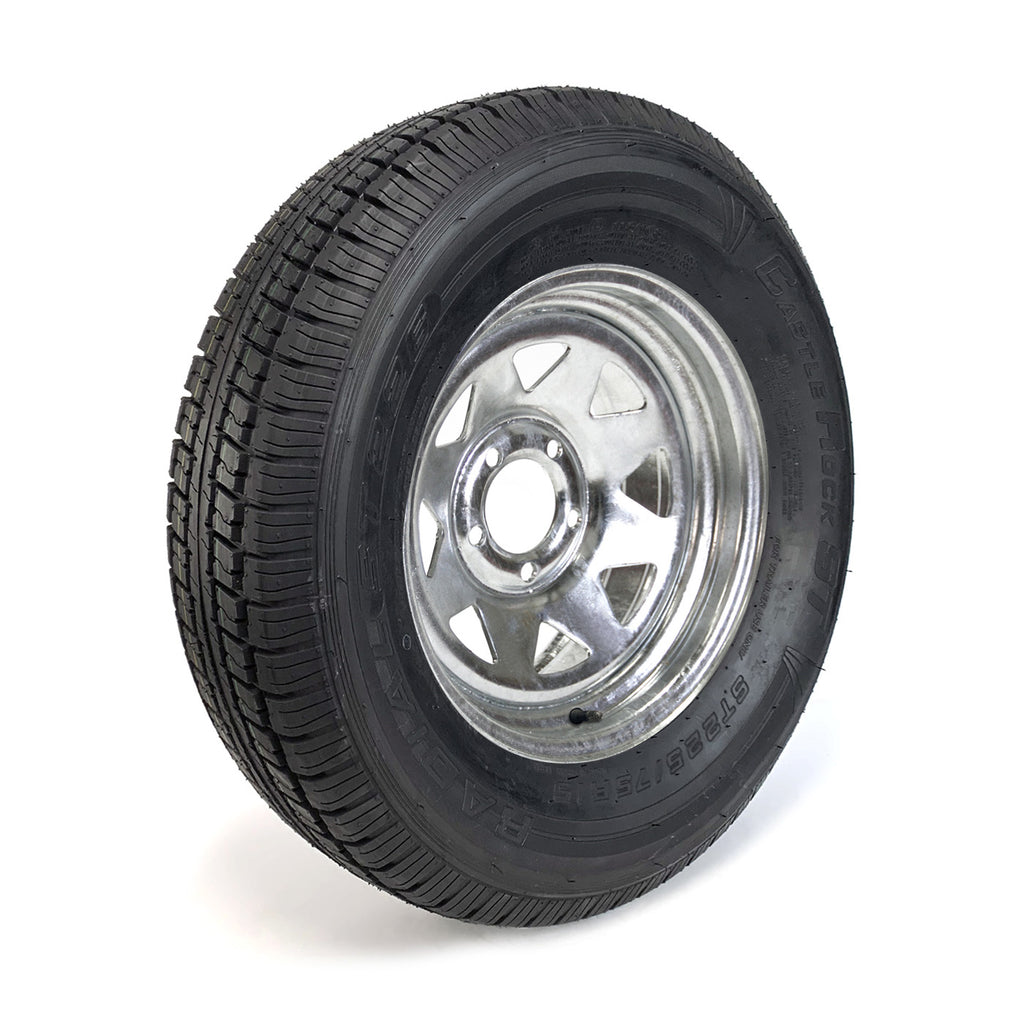 Pneu radial 225/75R15 8 plis LRD 2540 lbs Castle Rock et jante 15" 5 trous galvanisée - RecreaShop
