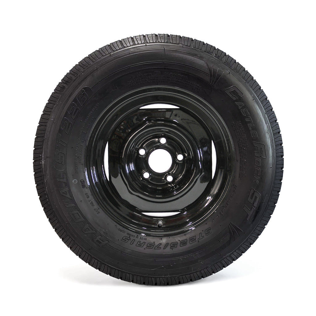 Pneu radial 225/75R15 8 plis LRD 2540 lbs Castle Rock et jante 15" 5 trous noire - RecreaShop