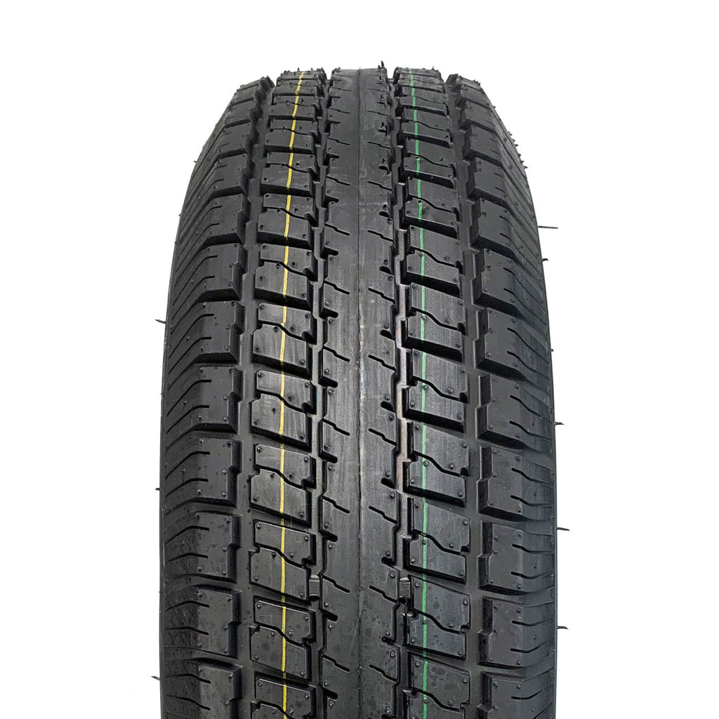 Pneu radial 225/75R15 8 plis LRD 2540 lbs Castle Rock et jante 15" 5 trous rally et protège valve - RecreaShop