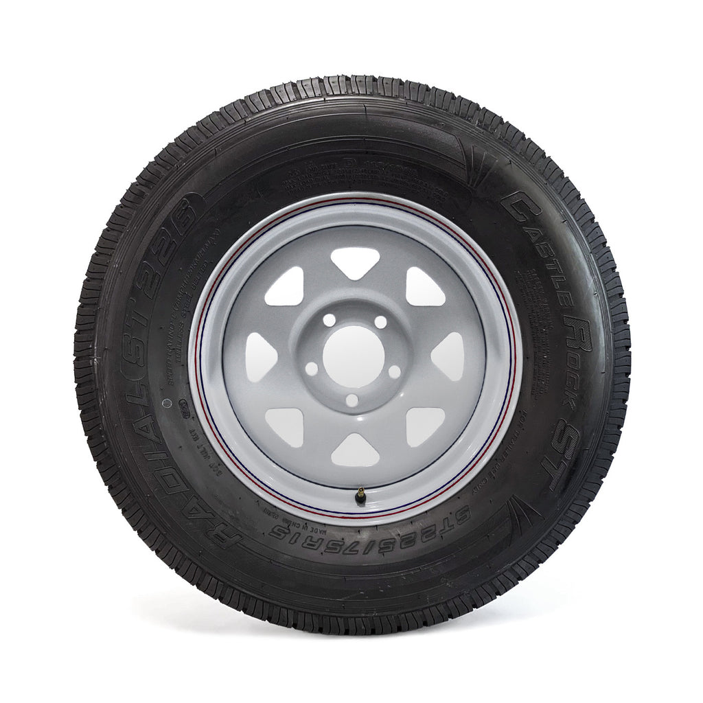 Pneu radial 225/75R15 8 plis LRD 2540 lbs Castle Rock et jante 15" 5 trous rally - RecreaShop