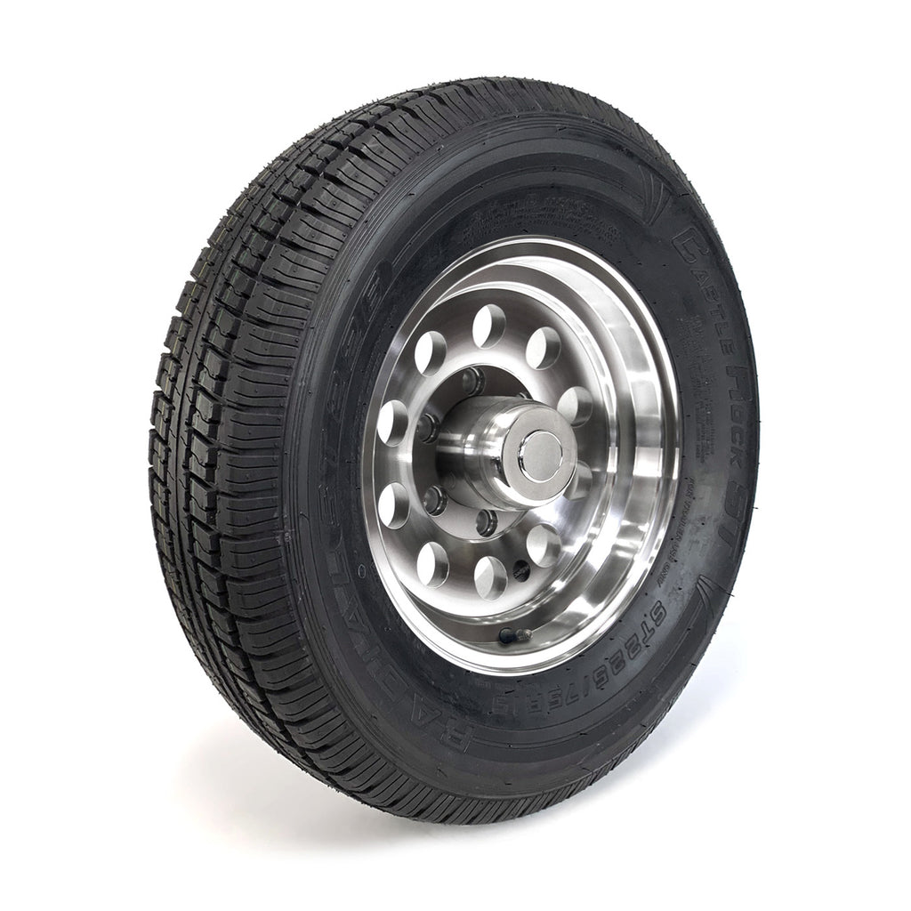 Pneu radial 225/75R15 8 plis LRD 2540 lbs Castle Rock et jante 15" 6 trous modulaire aluminium - RecreaShop