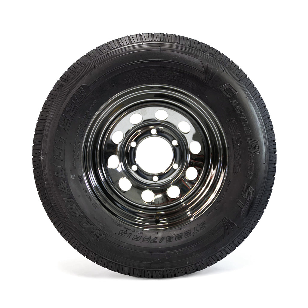 Pneu radial 225/75R15 8 plis LRD 2540 lbs Castle Rock et jante 15" 6 trous chrome - RecreaShop
