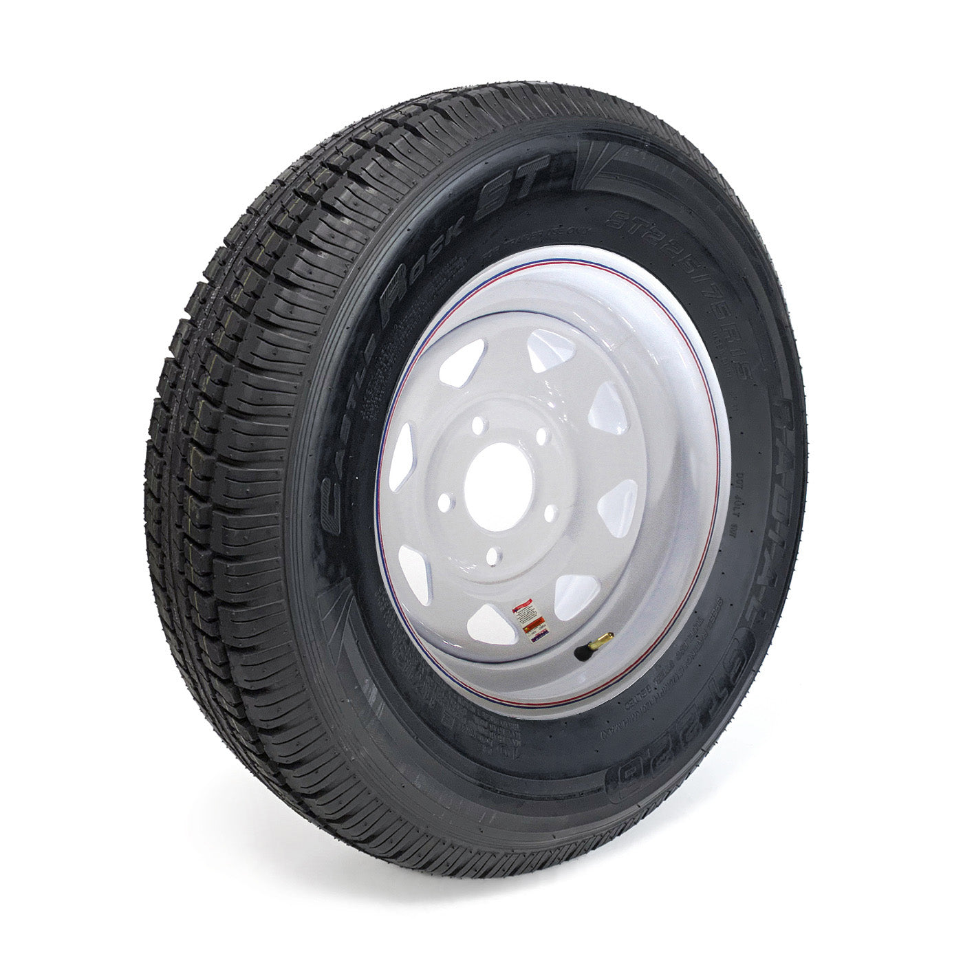 Pneu radial 225/75R15 10 plis LRE 2830 lbs Castle Rock et jante 15" 5 trous 5" B.C. rally - RecreaShop